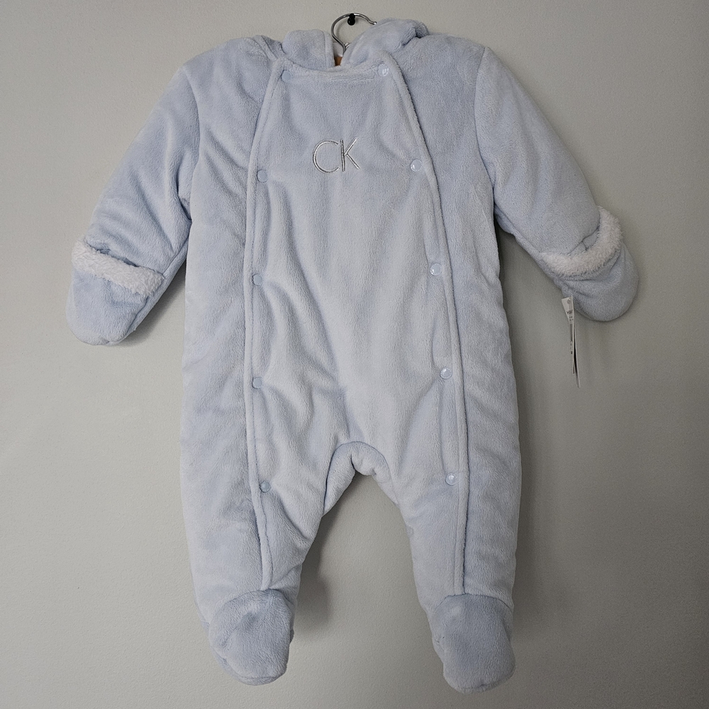 WNT Calvin Klein Baby Blue Hooded Onesie Size 6-9M